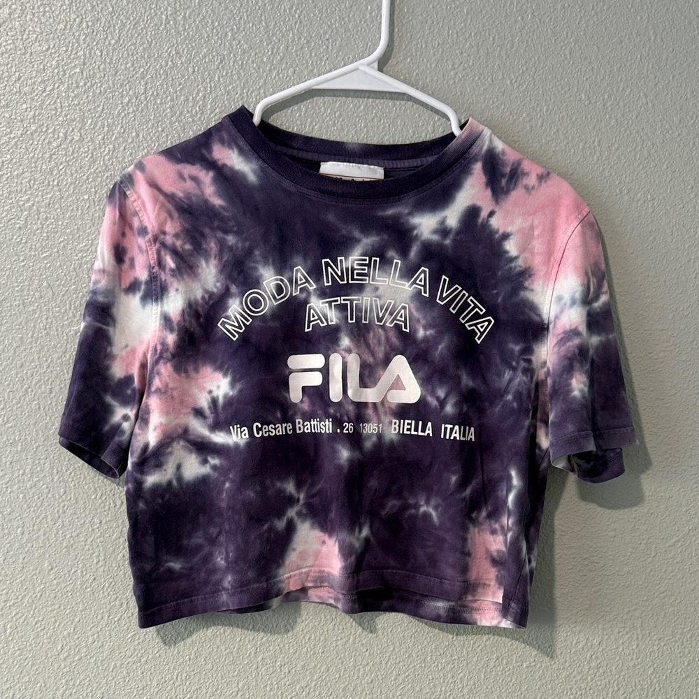 Fila Purple and Pink Tie-Dye Crop Top